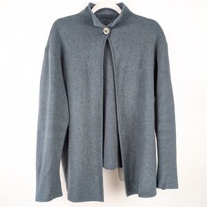 Lagenlook Cashmere Wool Ribbed Button Front Cardigan Size L Boho Rustic Coatigan